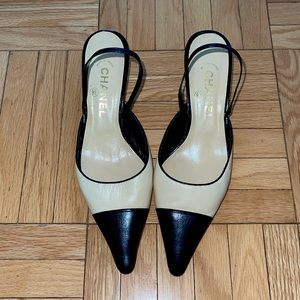 Chanel slingback kitten heels